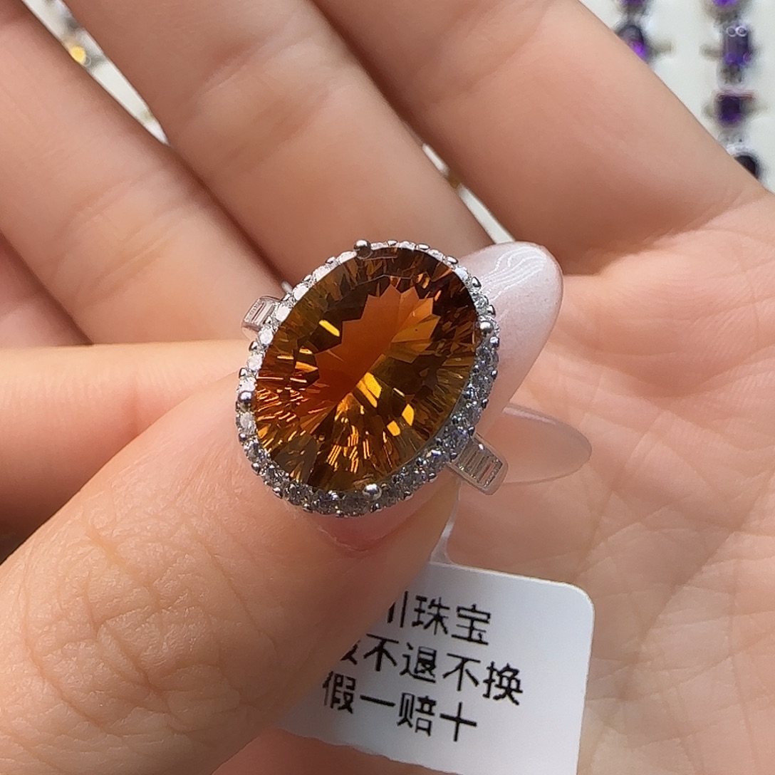 C***C珠宝半成品水晶银S925镶嵌G 6.5克拉金红料