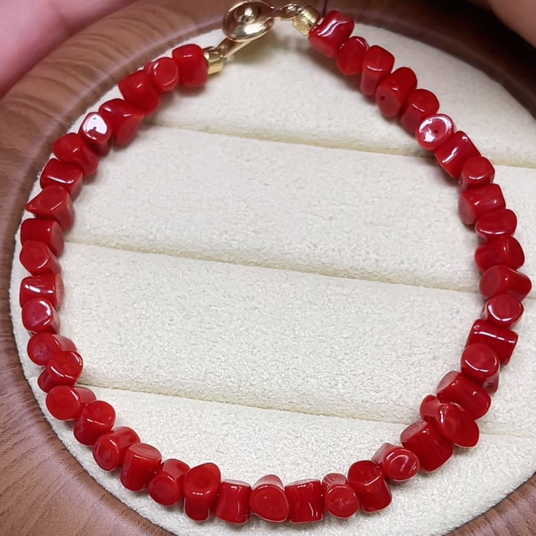 【胖爷品牌直营】天然珊瑚碎银单圈手链