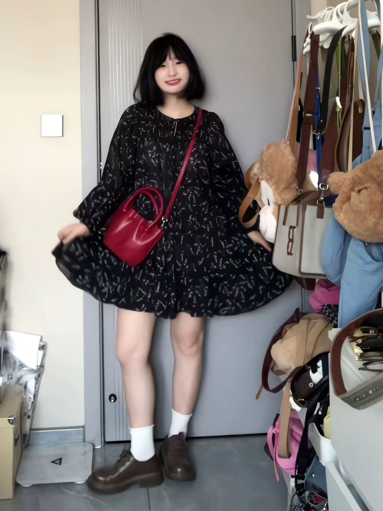 1454 GZ2025夏季新款茶歇法式碎花长袖连衣裙子女高级感