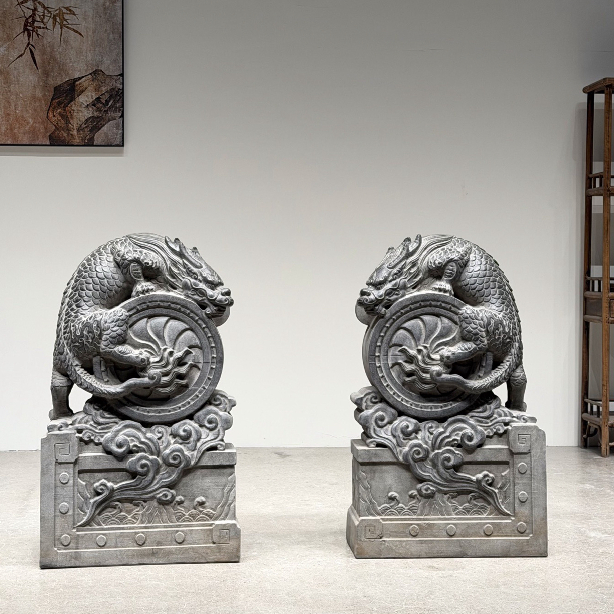 文人庭院空间臻品门墩 抱鼓门墩精品摆件雕刻