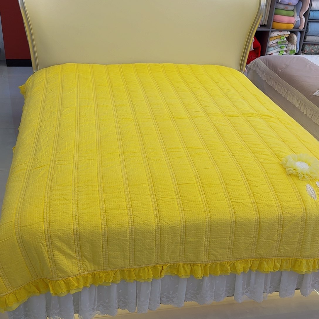 棉花秒花美佳双人夏被柠檬黄