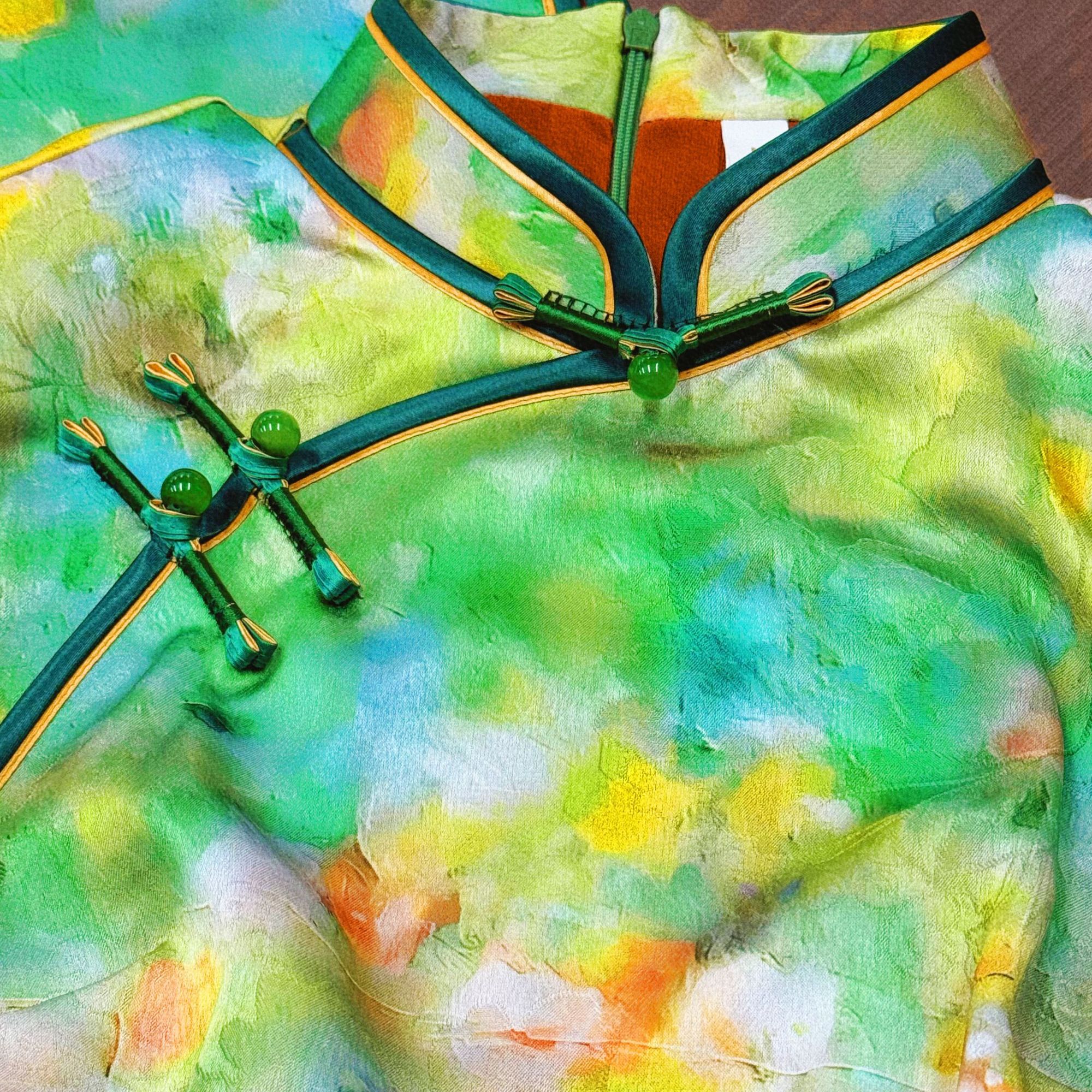 白幼秀新款2026复古中式立领盖肩袖港风款旗袍中国风旗袍5758