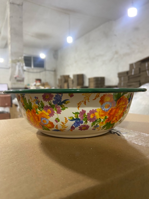 24公分珐琅搪瓷平边盆依兰花1个