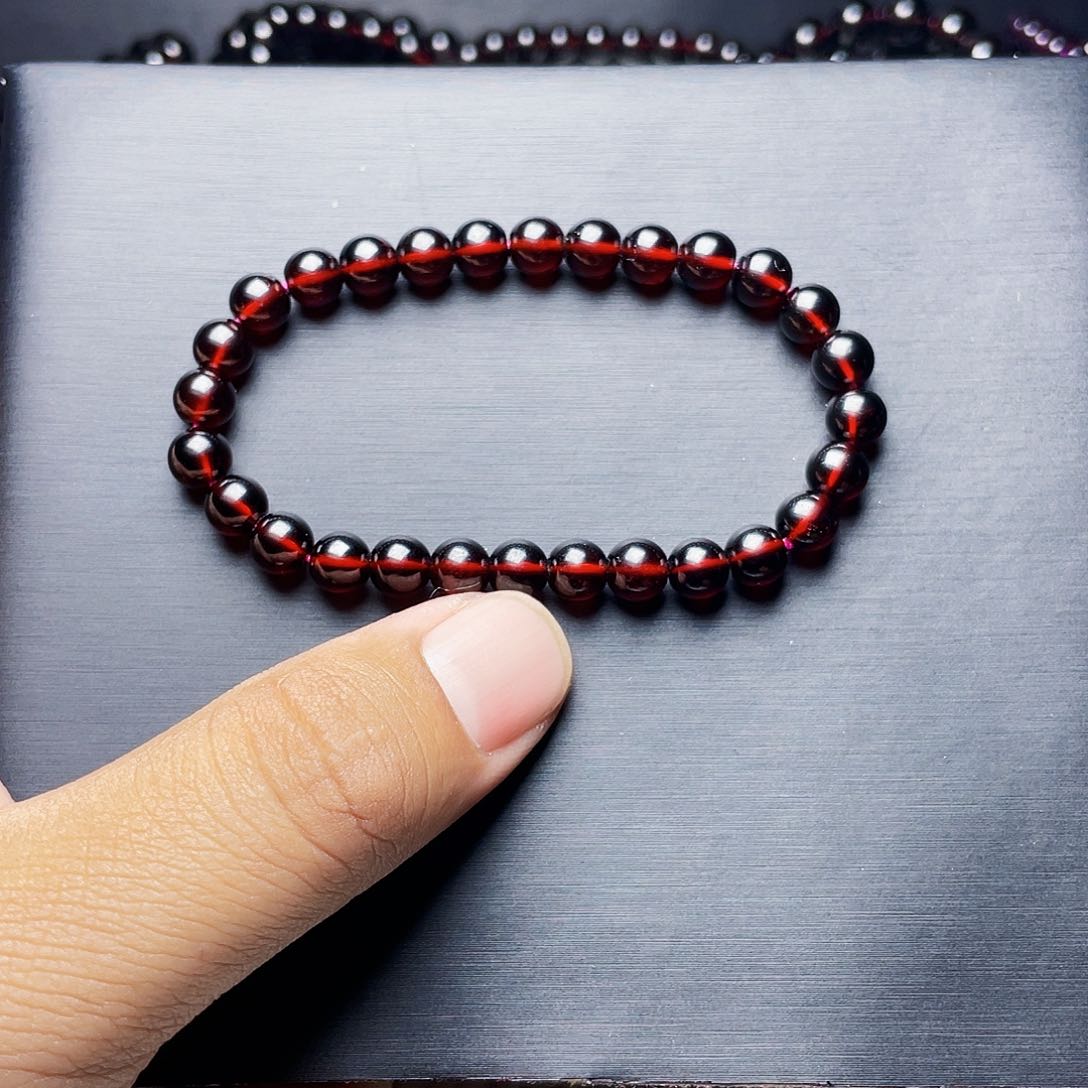 石榴石手链未镶嵌6.0MM毕业级酒红单圈天花板