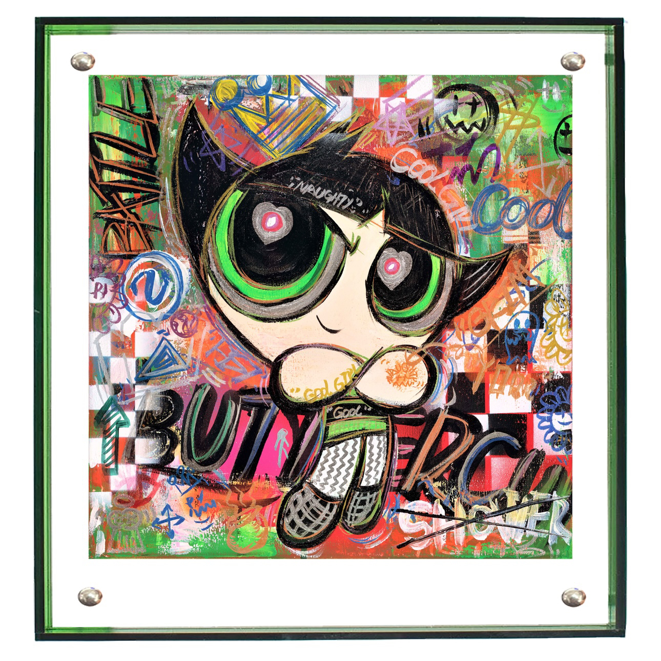 艺术家游进维 街头涂鸦飞天小女警系列限量艺术版画【带装裱】