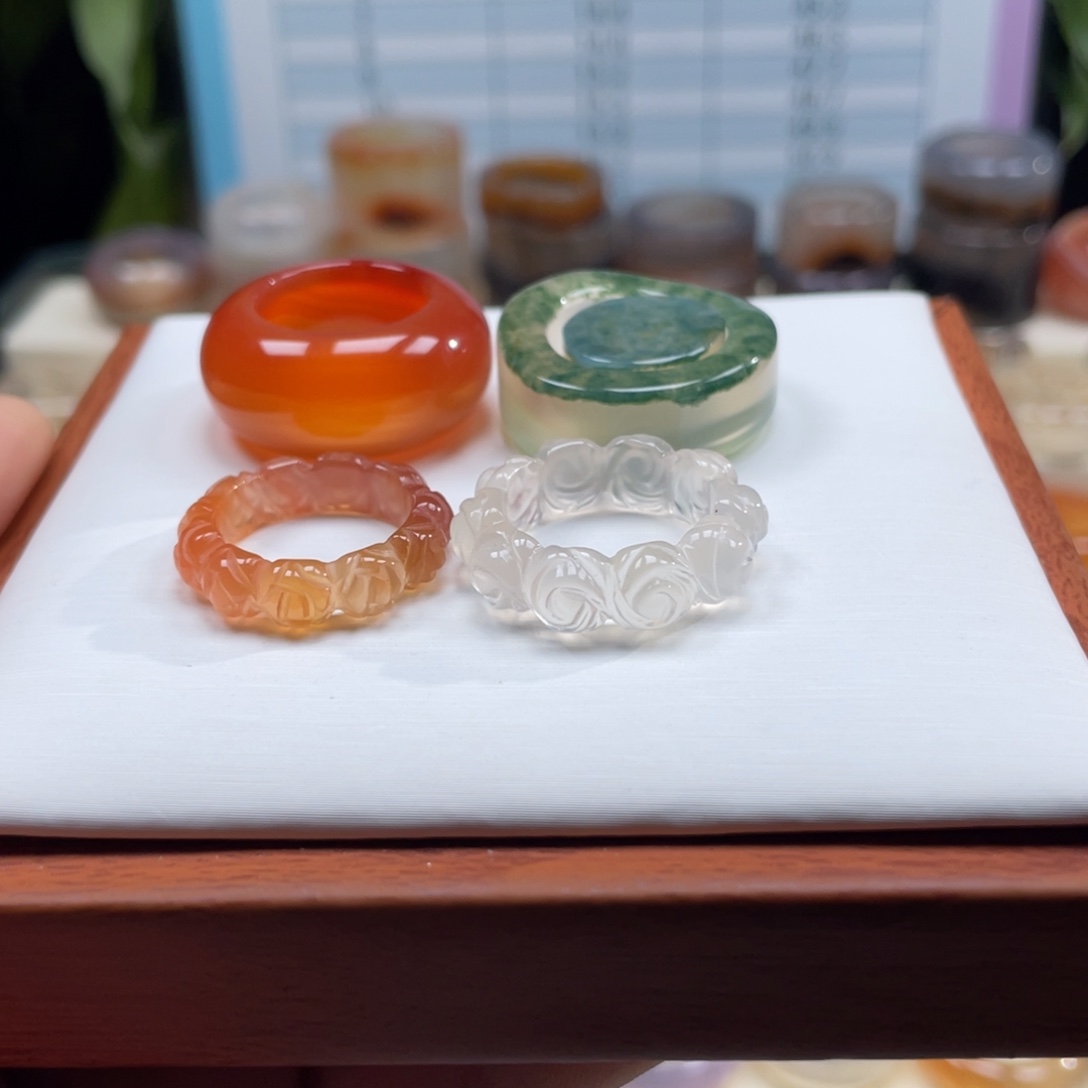 P****玛瑙/玉髓未镶嵌戒指Z16.2港12共4个