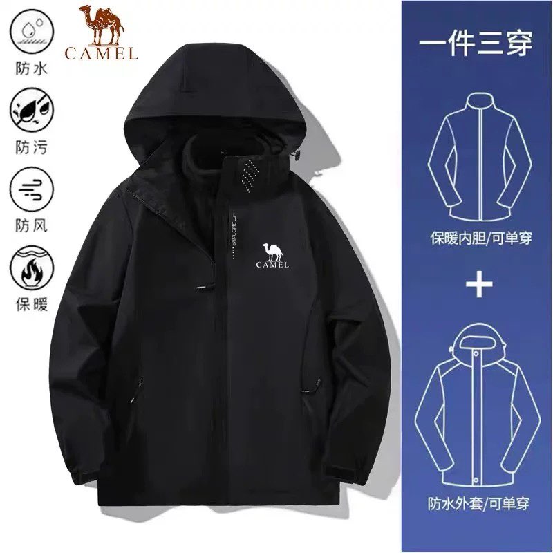 骆驼街冲锋衣三合一可拆卸男女情侣户外加厚旅游防风防水登山服