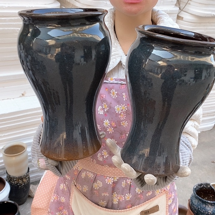 紫砂花盆瑕疵口15高27瑕疵