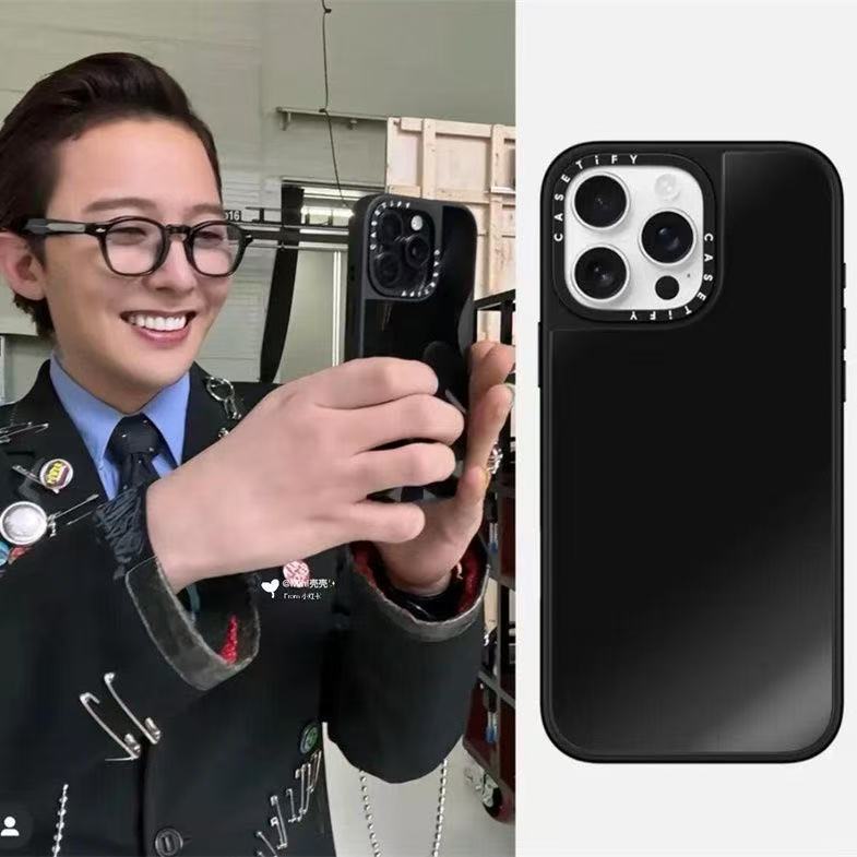 朴彩英同款黑镜面1716pro适用苹果15promax纯色14/13pro防摔12/11