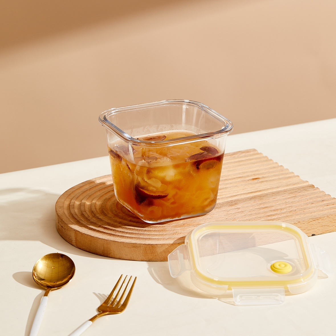 【希乐扣】单只方形汤碗粥碗保鲜盒1000ml猪油罐密封高硼硅耐热冷冻