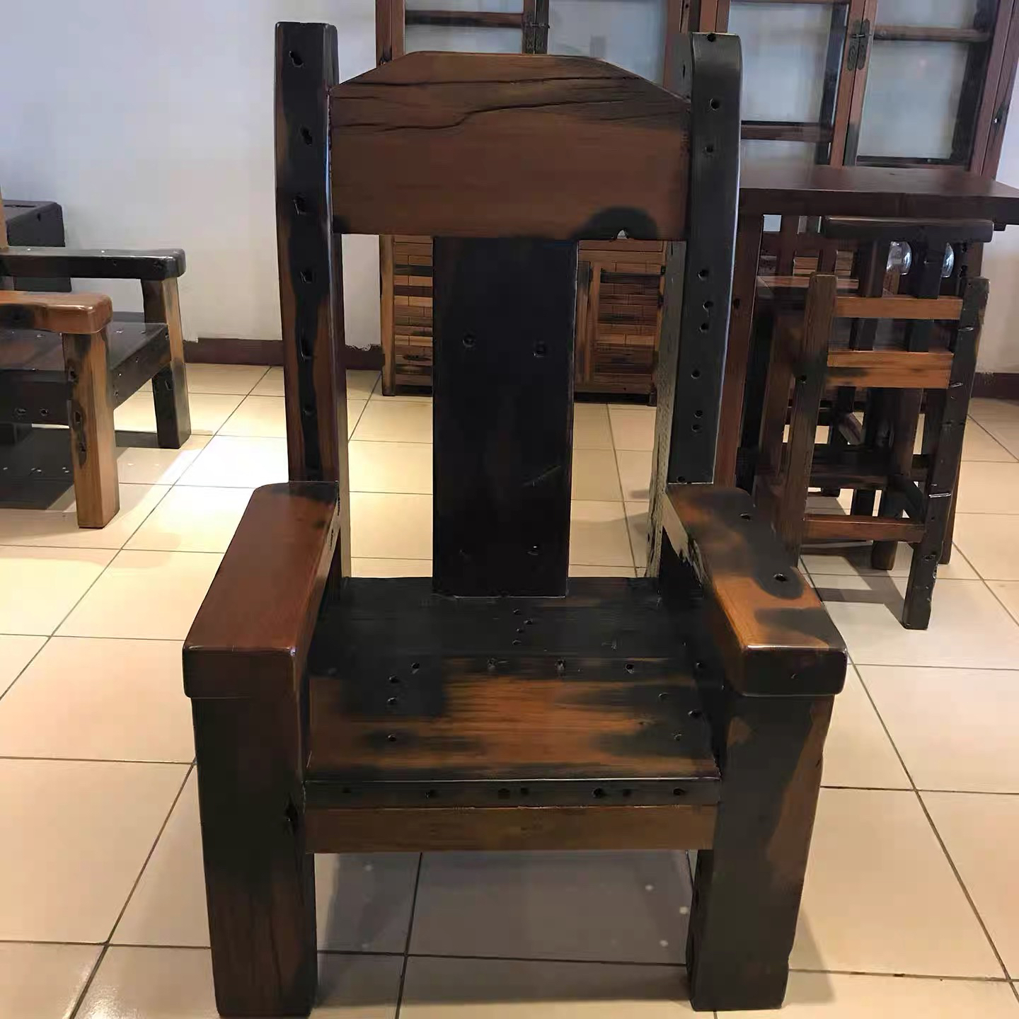 正宗老船木主人椅新中式古典家用办公椅餐桌椅