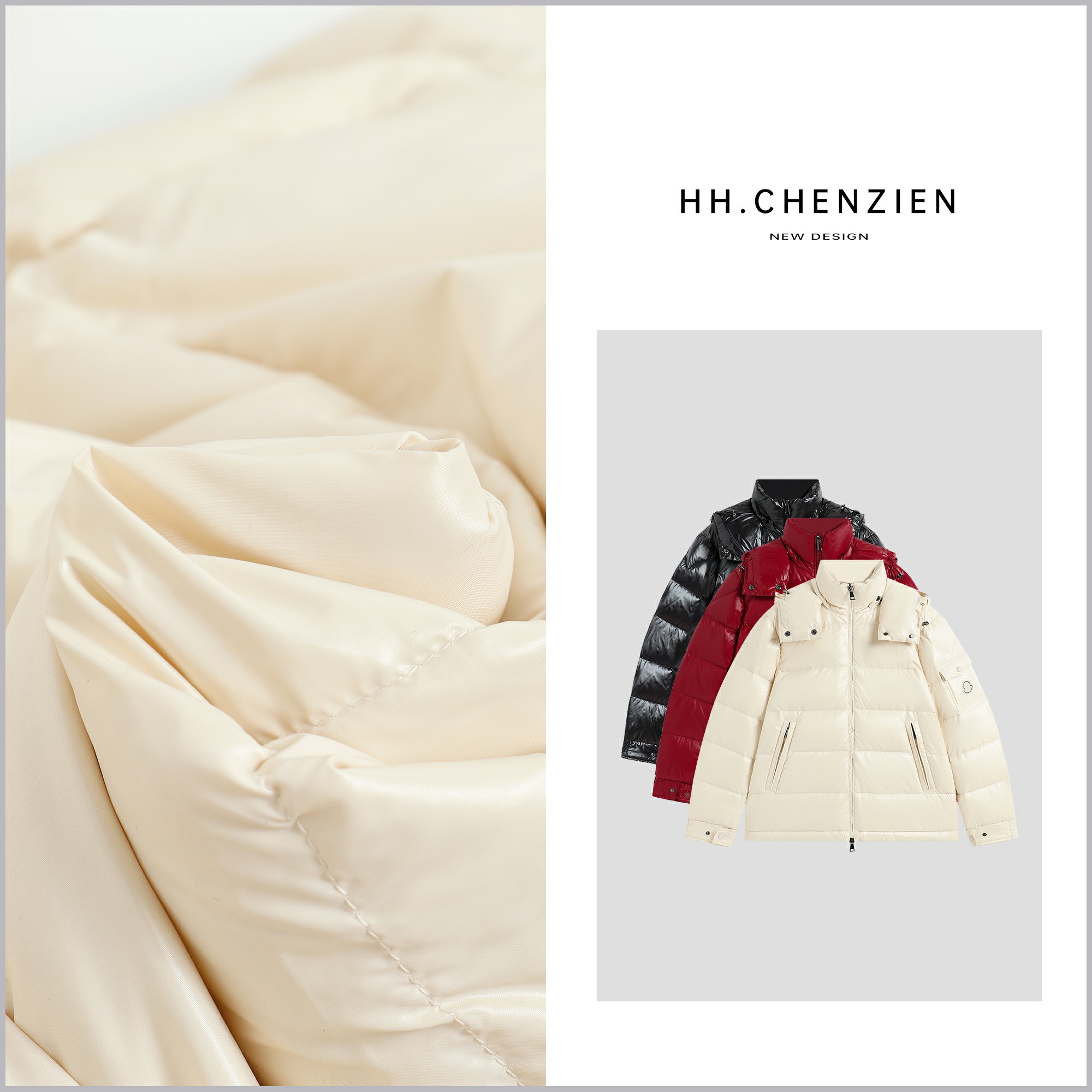 【我是露露】冬季新款连帽口袋哑光面玛雅净版设计羽绒服外套