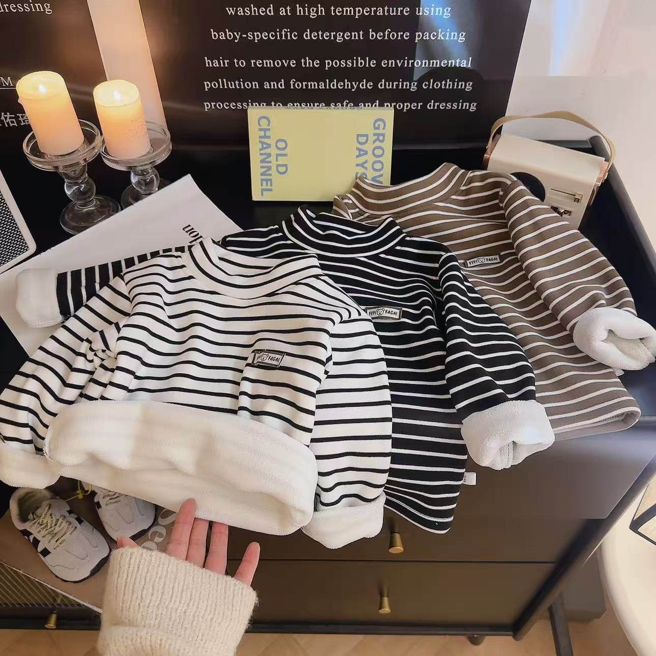 男女童A类休闲风厚款加绒打底秋冬打底衫韩版百搭宝宝