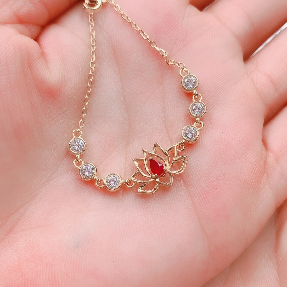 手链银S925镶嵌红宝石3✖️4