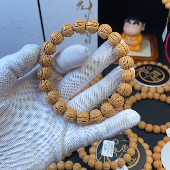 桃核手串胖墩13抛光（尺寸误差0.5之间）