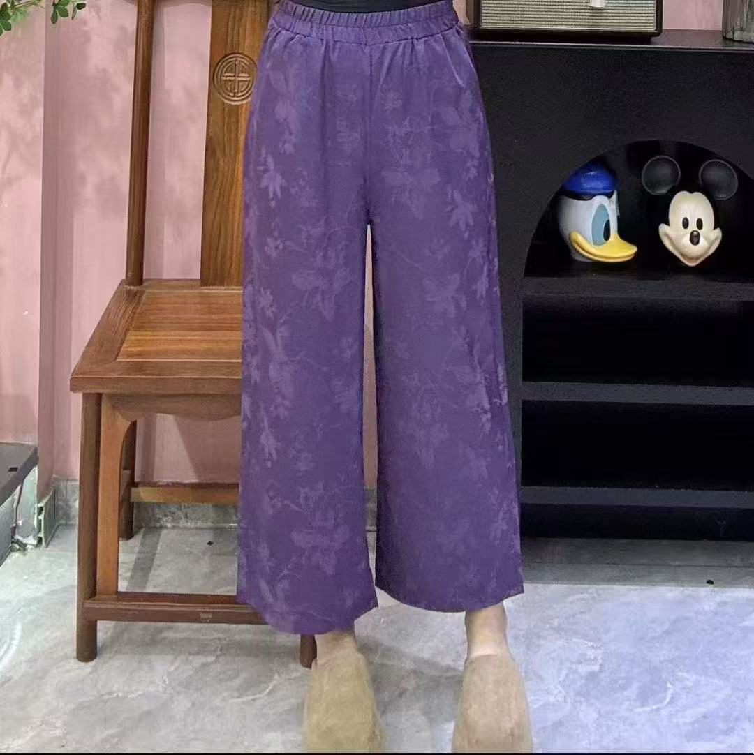 三姐家提花直筒裤宽松百搭九分裤