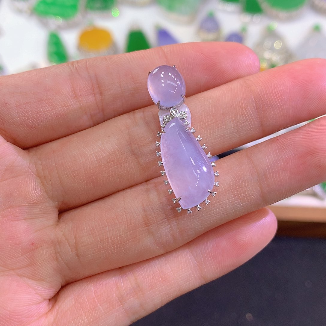 翡翠吊坠(不含链)18K金镶嵌吊坠