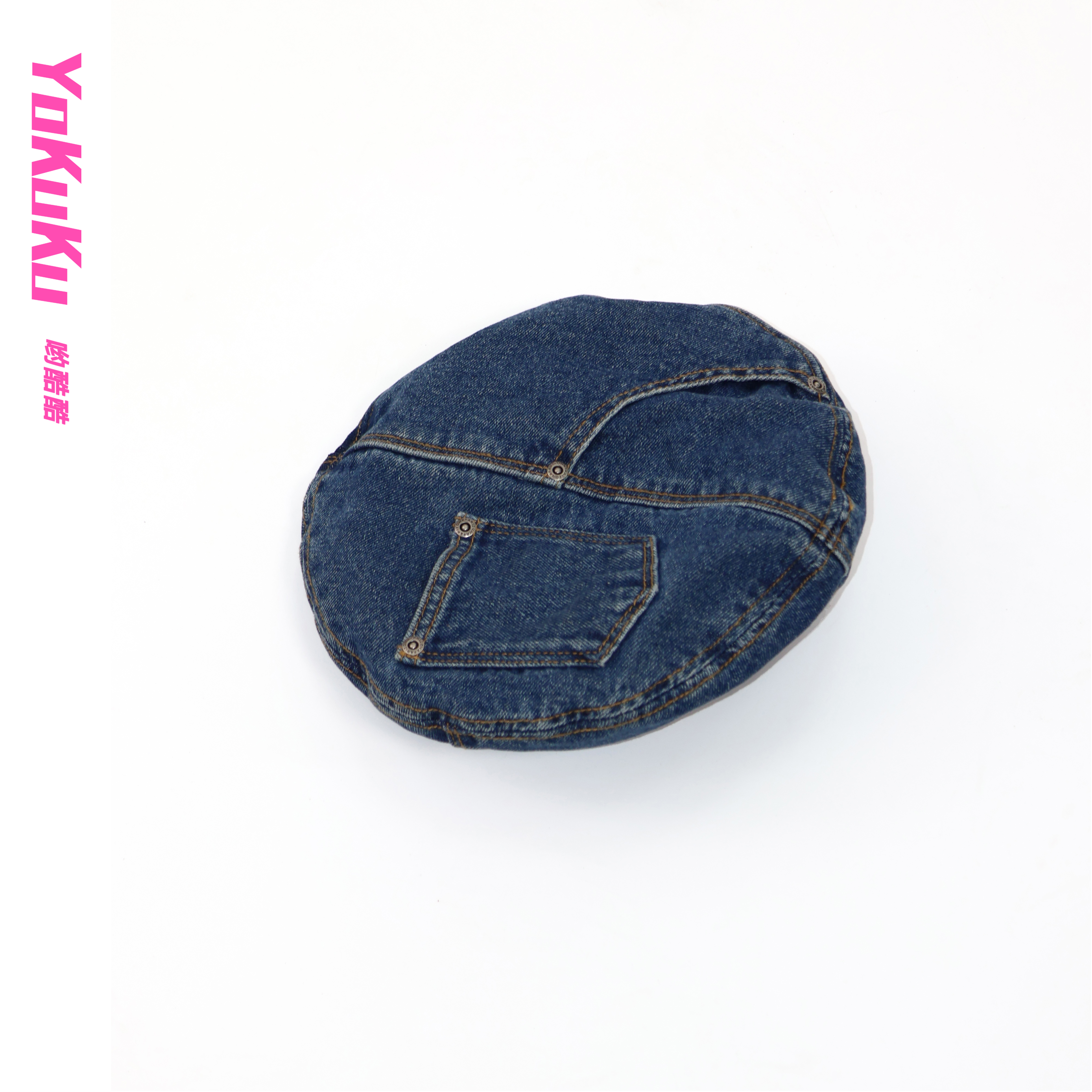 哟酷酷（法国小镇）复古潮酷时尚手擦洗水工艺经典画家牛仔贝雷帽