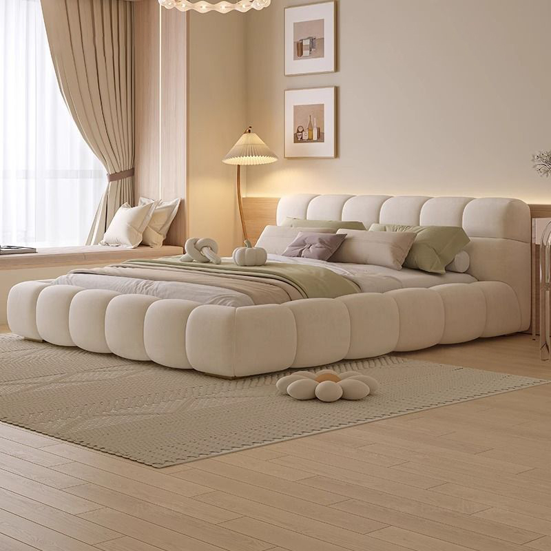 布艺轻奢现代网红ins奶油风主卧免洗双人婚床高端极简卧室婚床