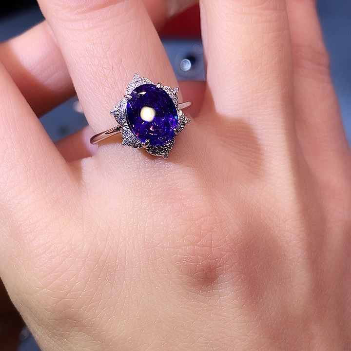 紫晶戒指银S925镶嵌戒指