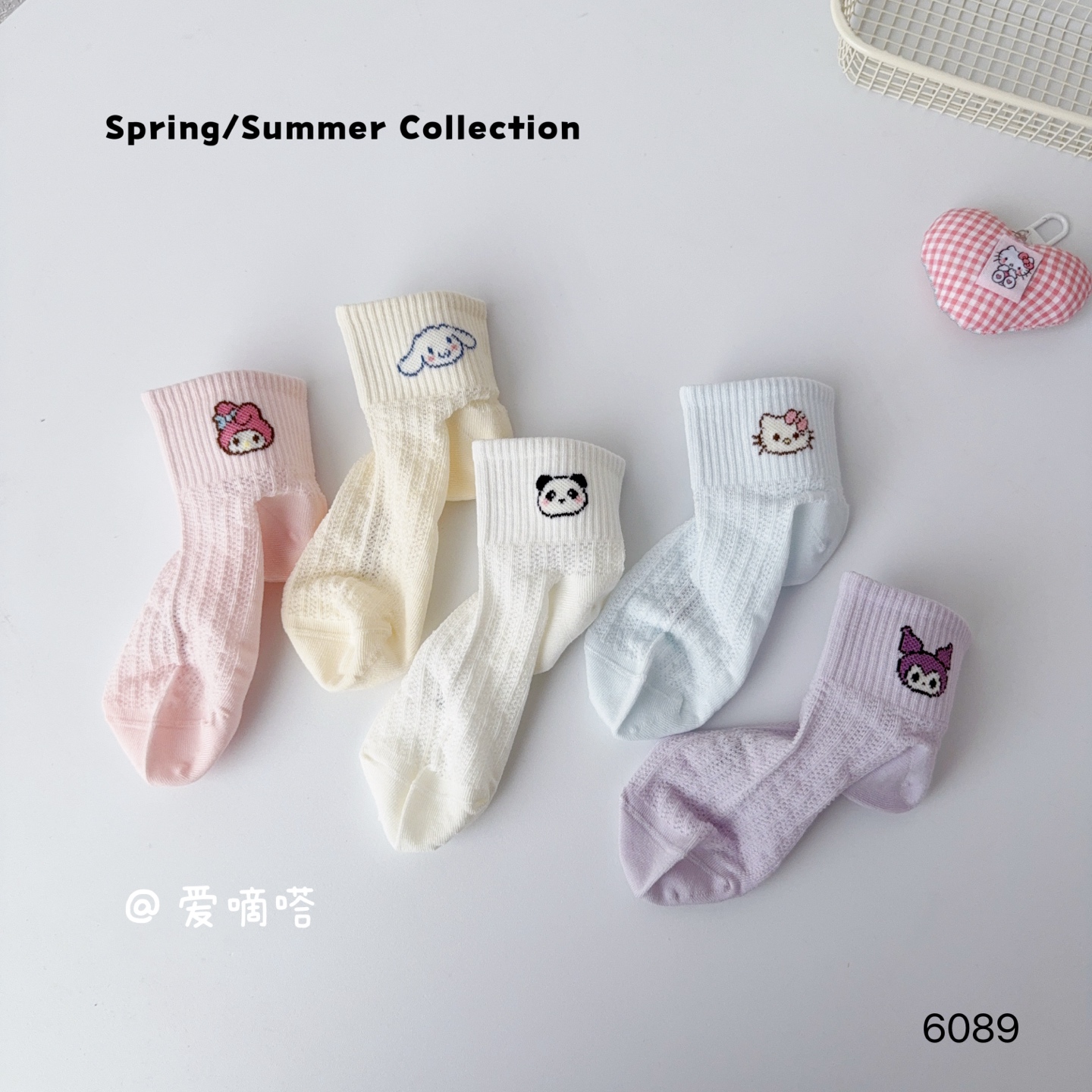 爱嘀嗒儿童袜子夏季大网眼薄款精梳棉吸汗透气卡通可爱短筒空调袜