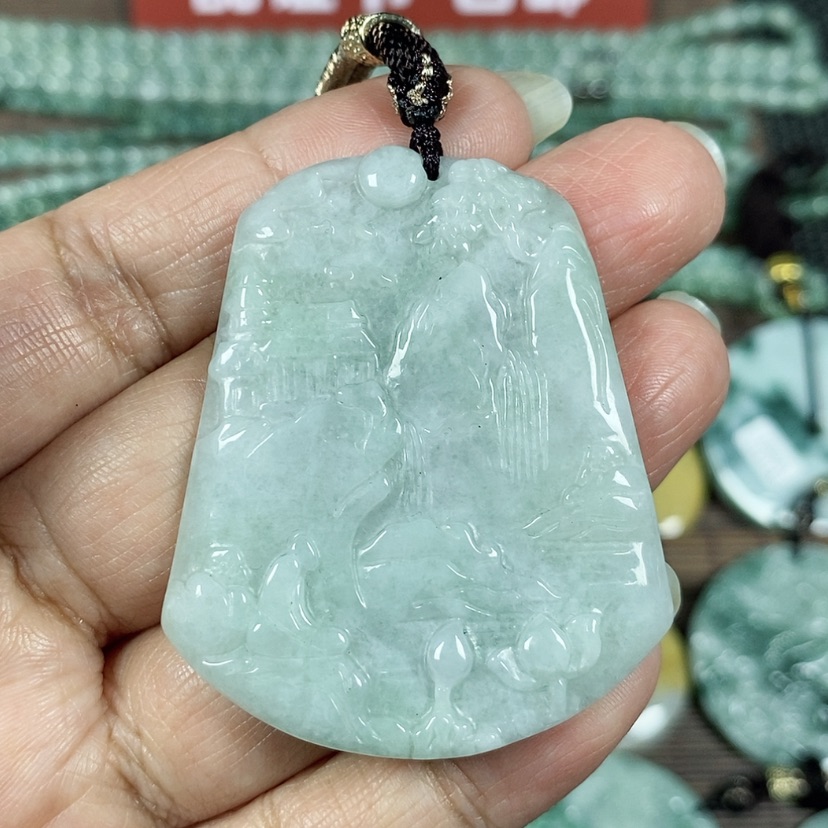 【闪购商品】翡翠颈饰未镶嵌玉吊坠翡翠玉山水牌
