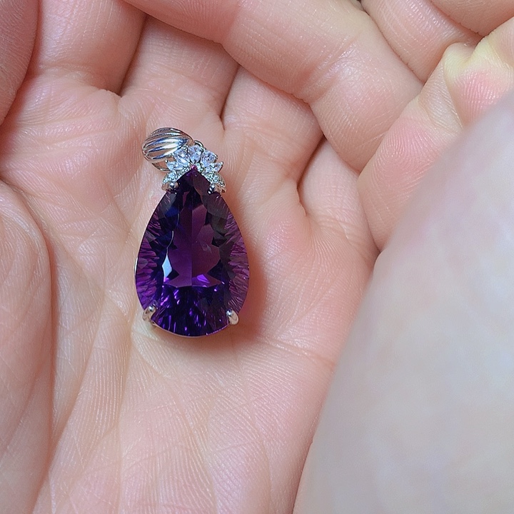 紫晶吊坠(不含链)银S925镶嵌甜*儿