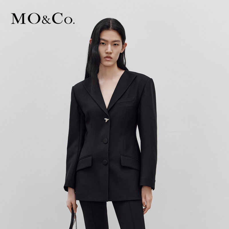 【陈大可专属】MOCO秋季宽肩收腰露背西装外套气质修身MBB3BLAT10