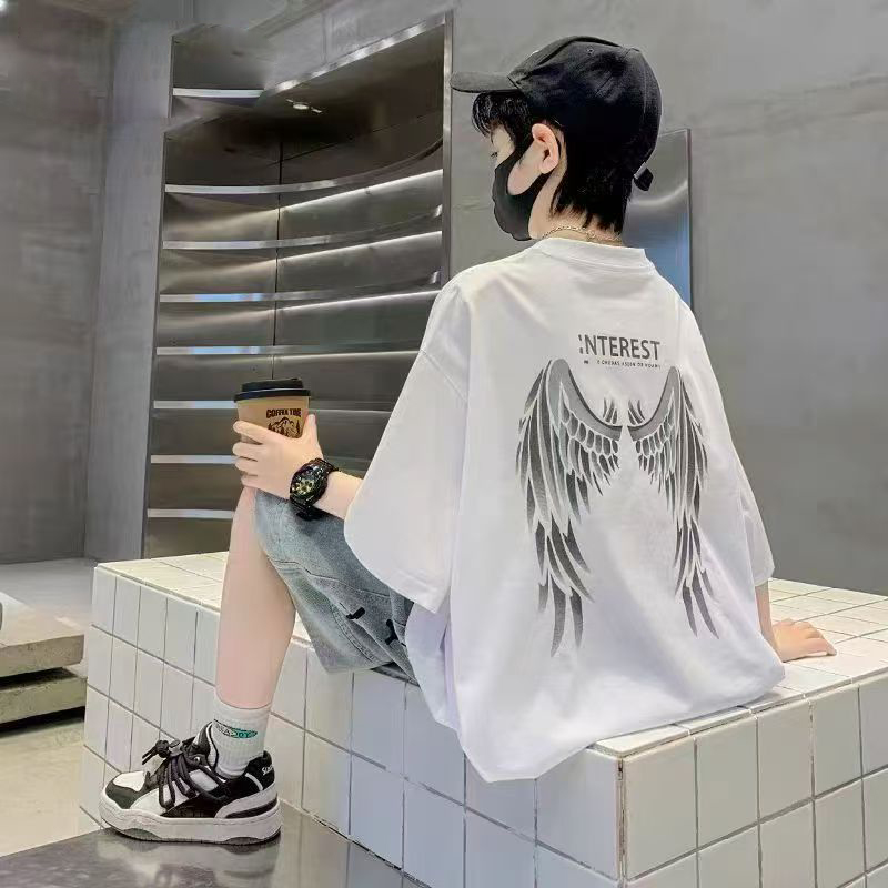 503058男童T恤2025新款短袖圆领潮酷洋气上衣中大童大童韩版半袖