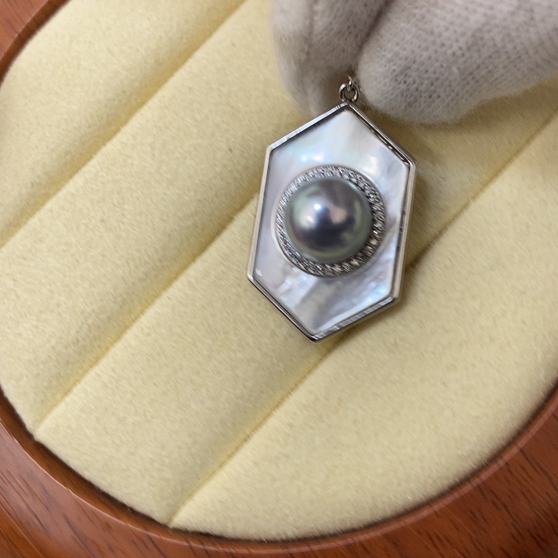 海水珍珠吊坠(不含链)银S925镶嵌