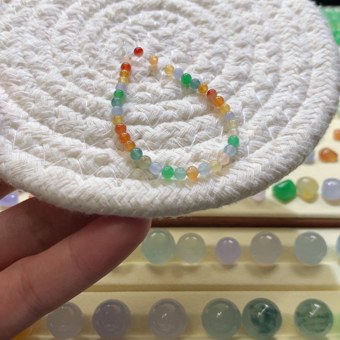 定制翡翠未镶嵌七色彩虹一组