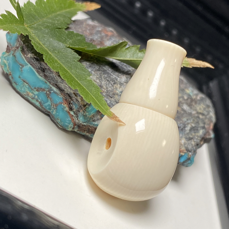 保真猛犸象牙冰料手工榫卯三通佛头文玩配饰