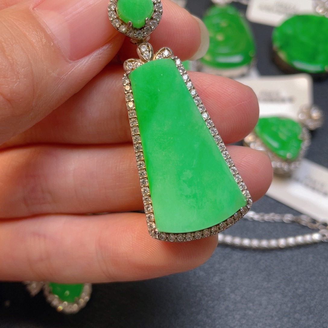 翡翠银S925镶嵌吊坠(不含链)