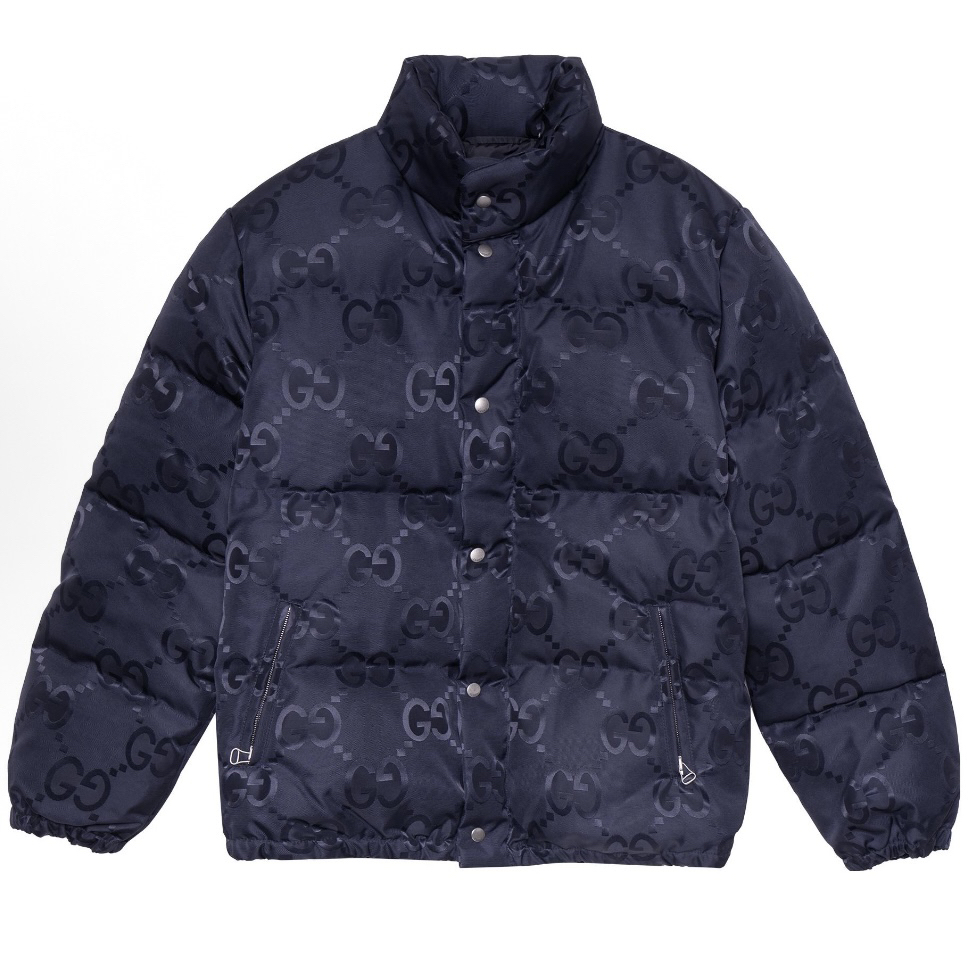 99新 GUCCI/古驰  FW22 Logo满印立领长袖羽绒服 52码  BB01066