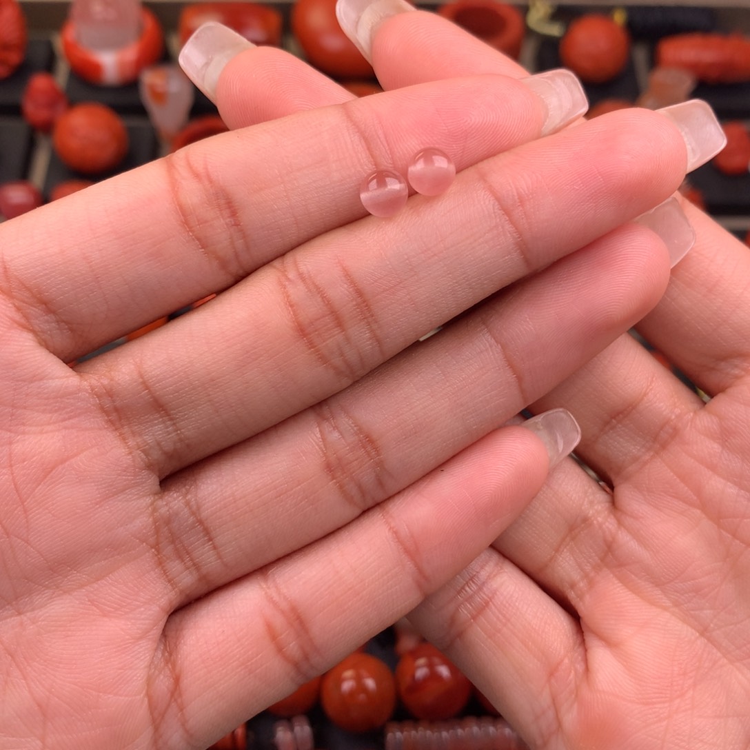 南红玛瑙未镶嵌圆珠对珠5+