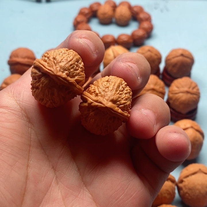 文玩核桃把件桃心小管帽