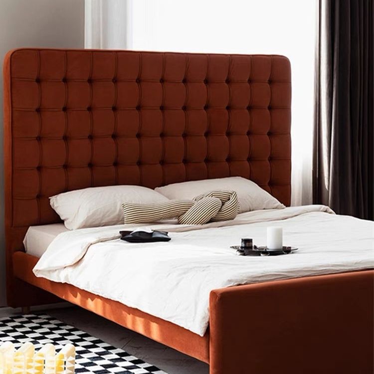 2025年新款轻奢奶油风床现代简约拉扣床软包床北欧绒布主卧床家用