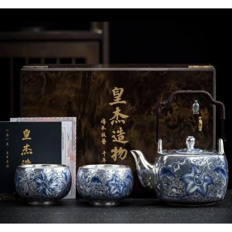 周鸿杰-荷花提梁壶2杯+荷花小盛水茶盘   0848