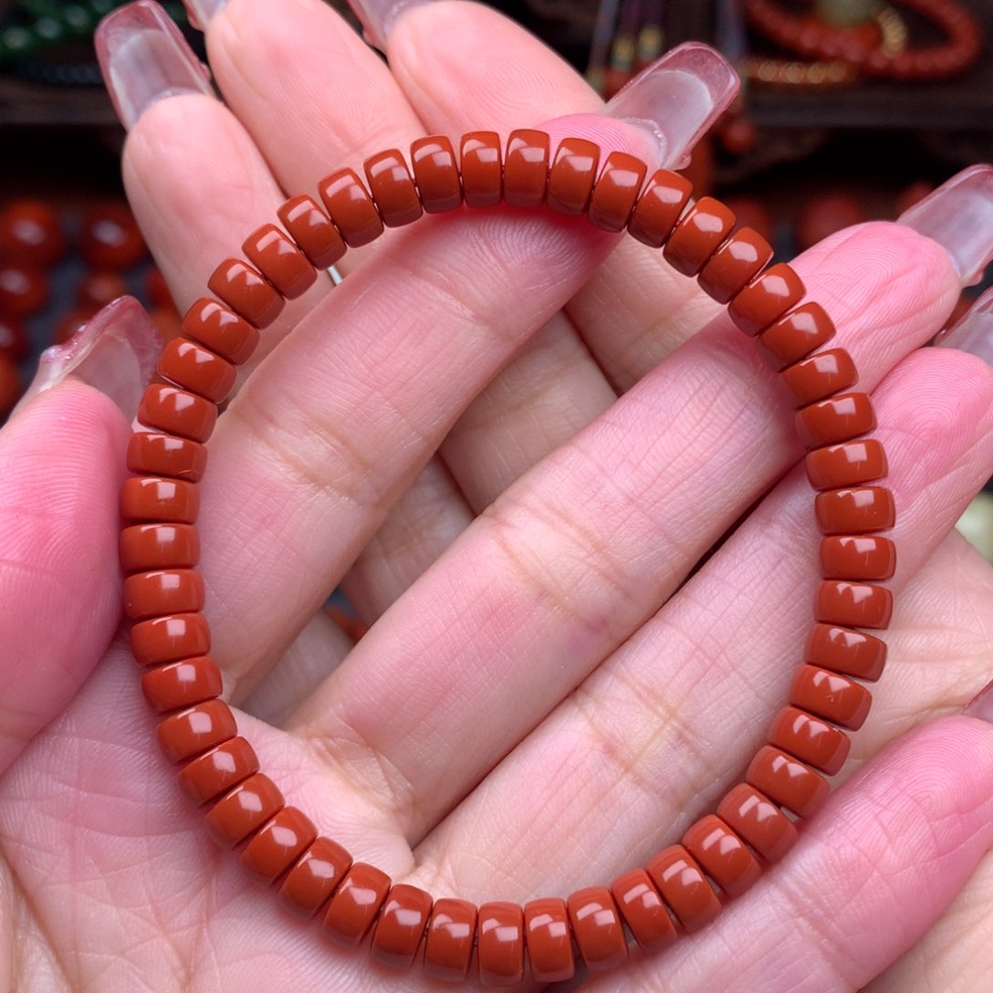 南红玛瑙精工药片手串未镶嵌6.3