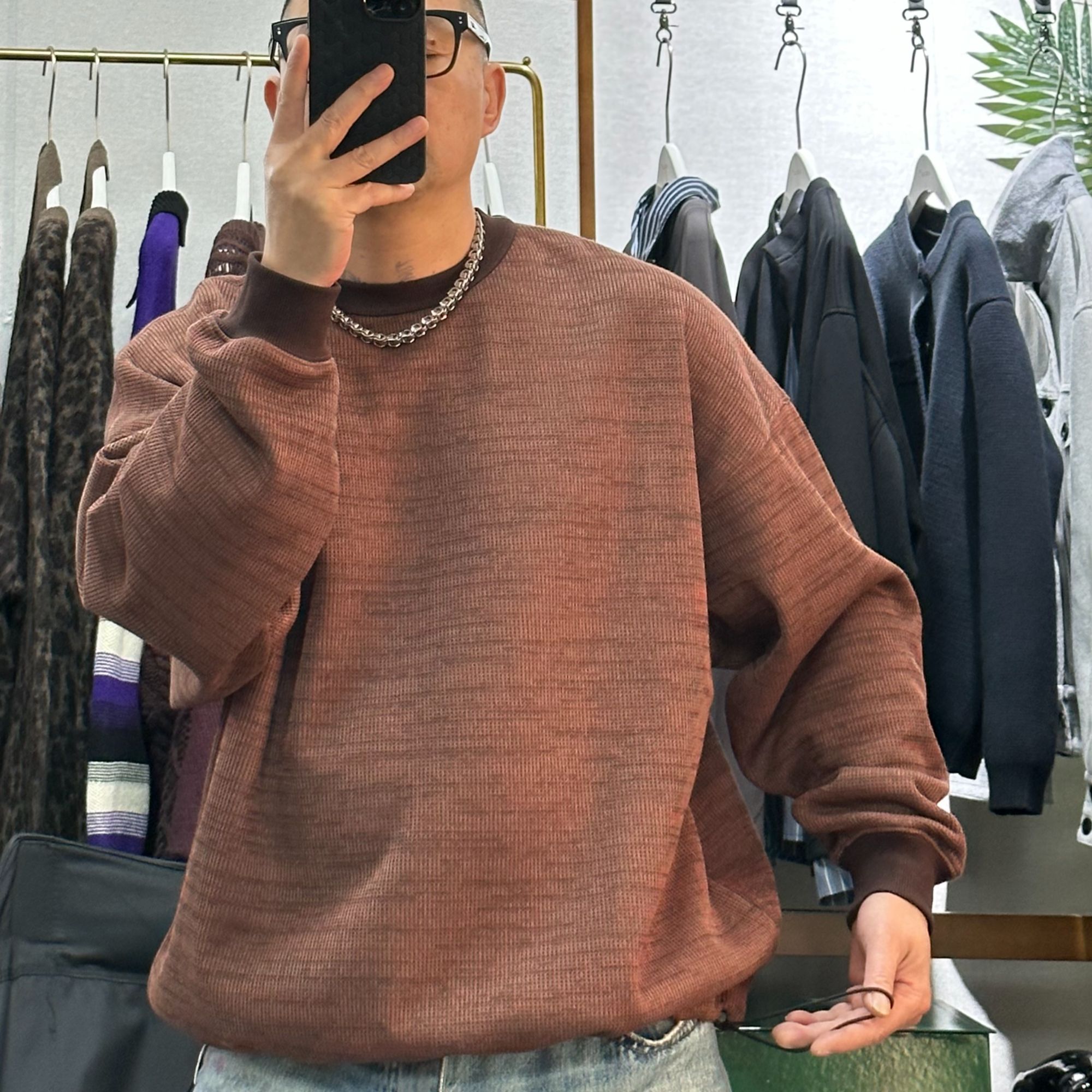 高品质时尚潮流冬季加绒圆领混纺拼色卫衣-4446516