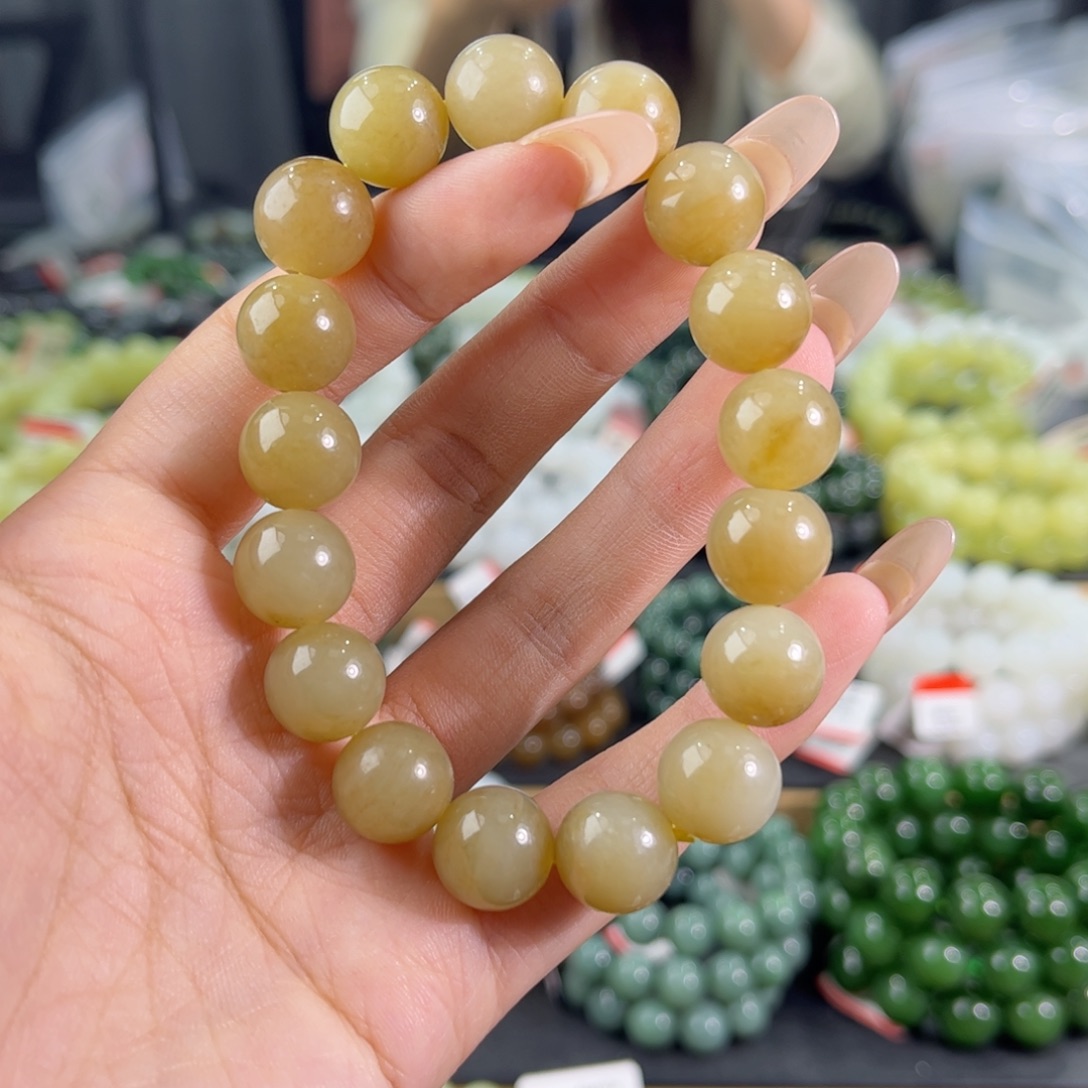 未镶嵌手链和田玉纯天然和田玉12mm新疆且末糖