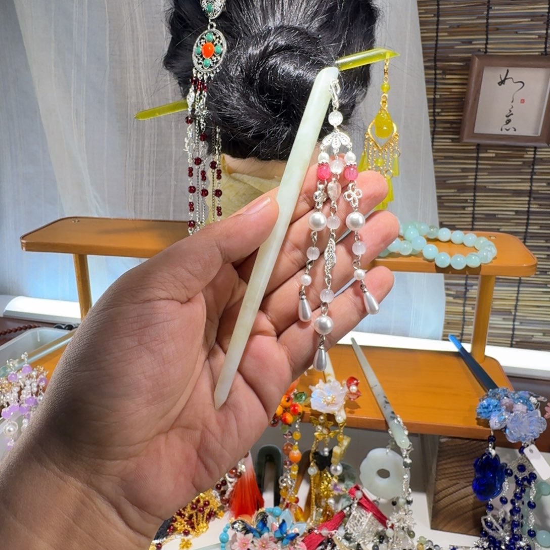 蛇纹石玉合金发饰