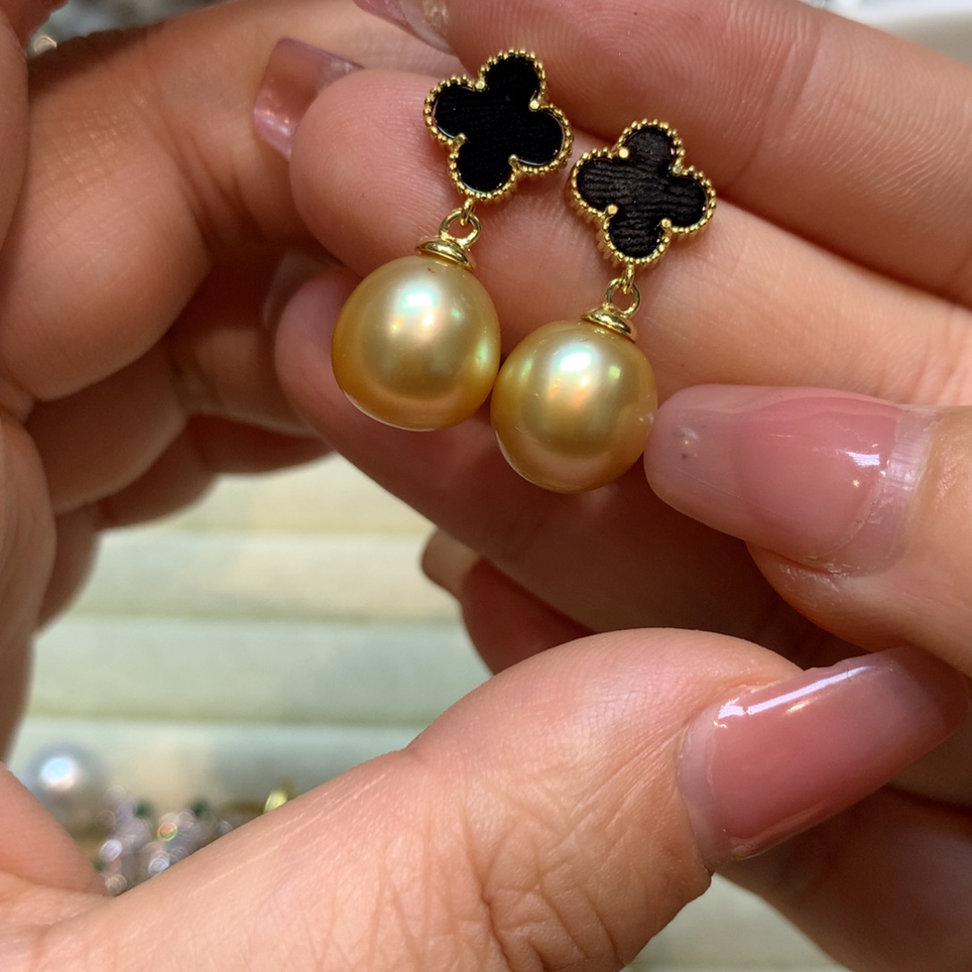 海水珍珠耳饰银S925镶嵌