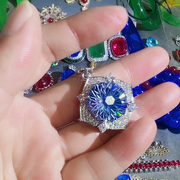 钨金红色蓝色满钻镶嵌