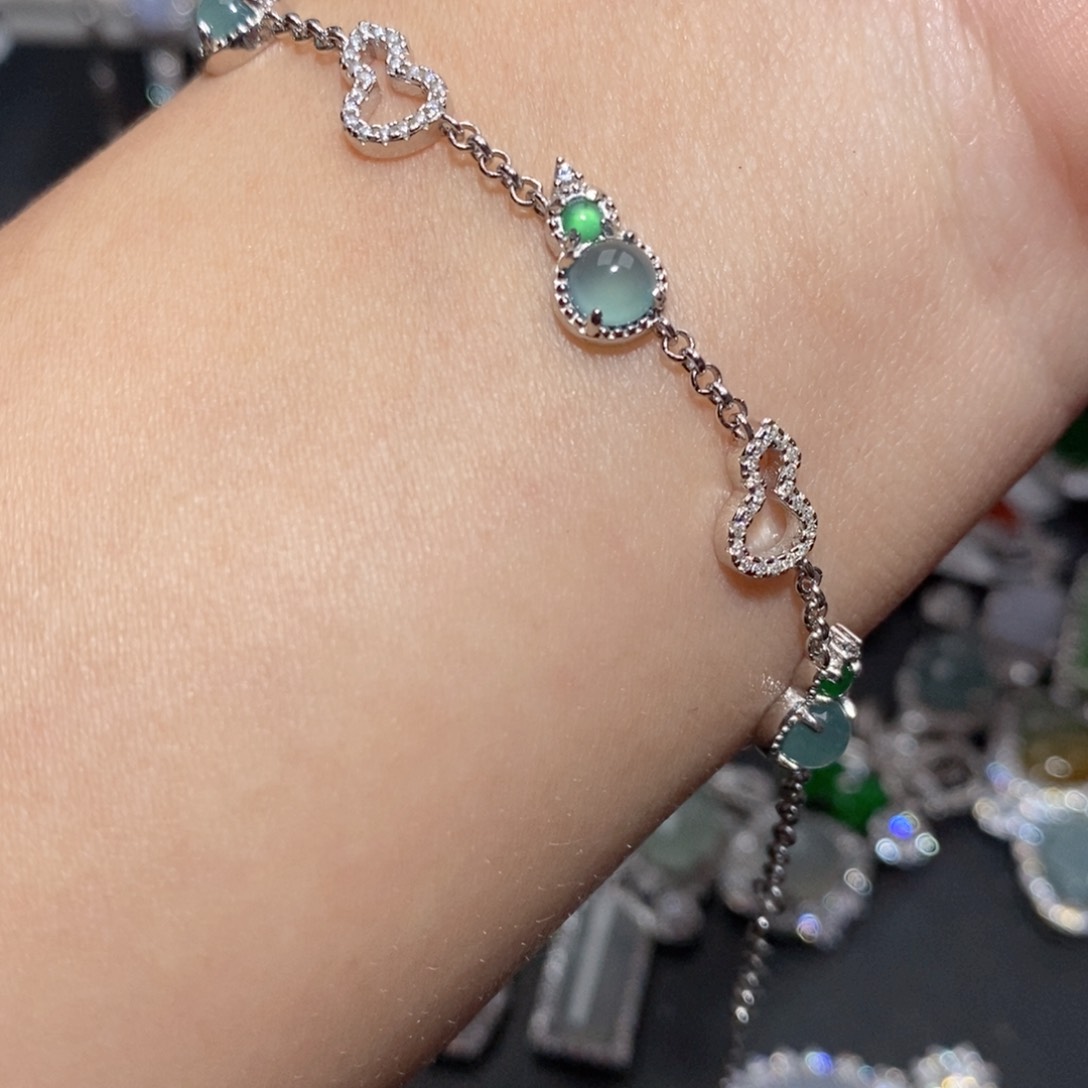 翡翠手链银S925镶嵌n j k l