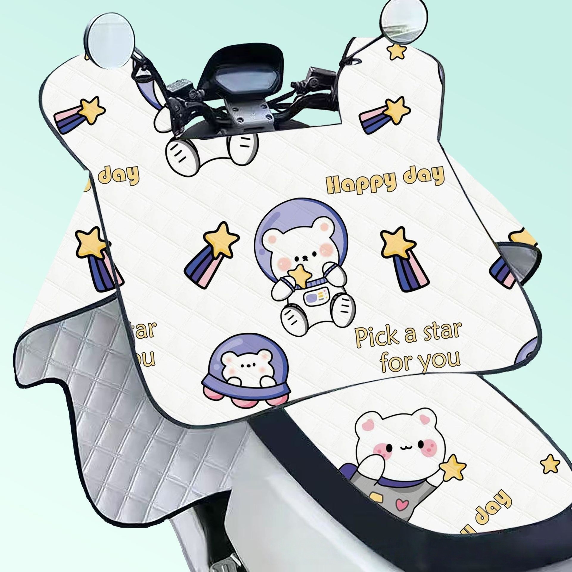 带坐垫夏季防晒防水通用薄款侧翼加宽电动车摩托车挡风被