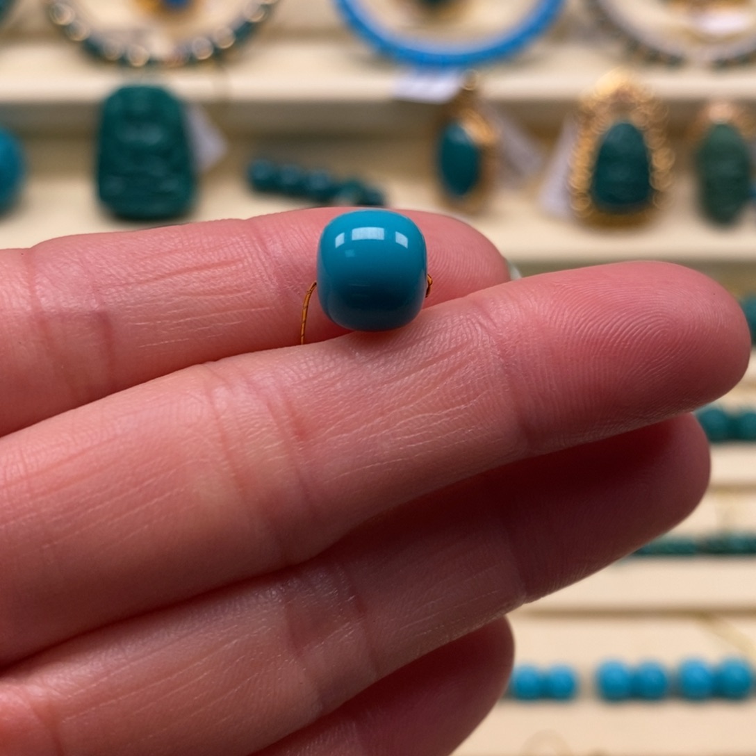 绿松石珠宝奇石未镶嵌直径9.3×8.4老型