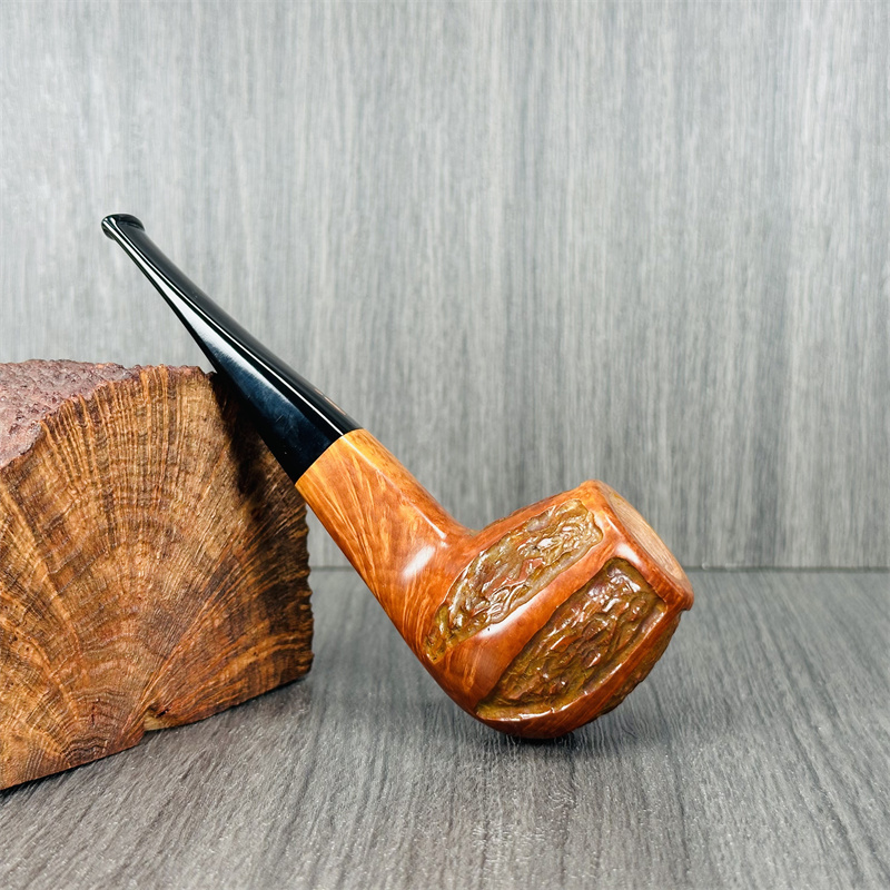 意大利JACONO杰克诺 手工石楠木烟斗雕刻面直斗