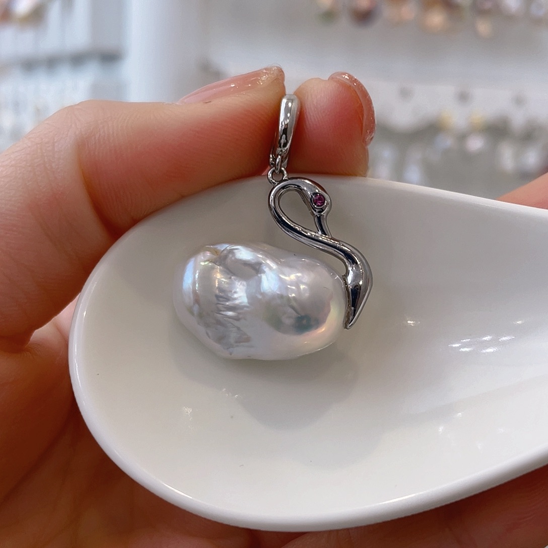 淡水珍珠天然珍珠巴洛克银S925镶嵌