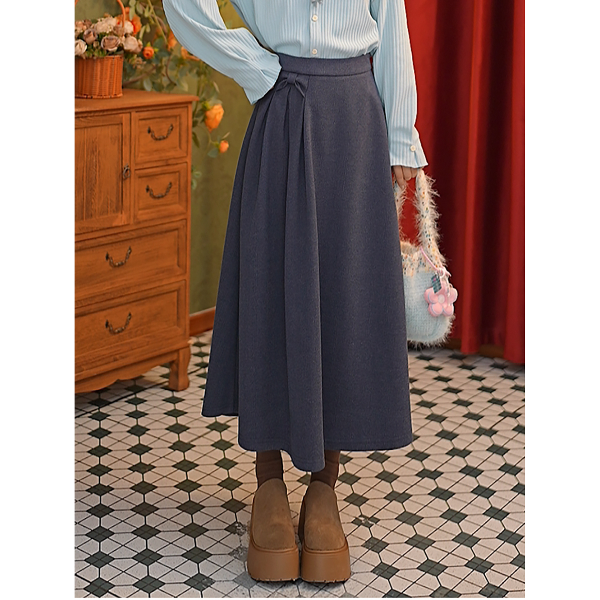 DaYuanSAD【月纯】张嘉圆超好看冬装a字裙女高腰显瘦半身裙#L15183